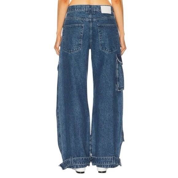 GRLFRND Lara Cargo Wide Leg Jeans in Big Sky Medium Wash, Size 26 - Picture 3 of 13